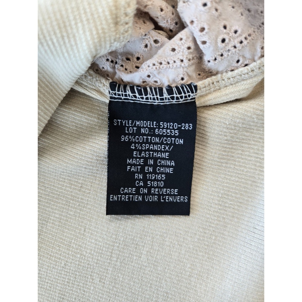 Tribal Lace Tank Top Ribbed Knit Henley Round Neck Pastel Yellow Beige Quiet Lux - Picture 13 of 16